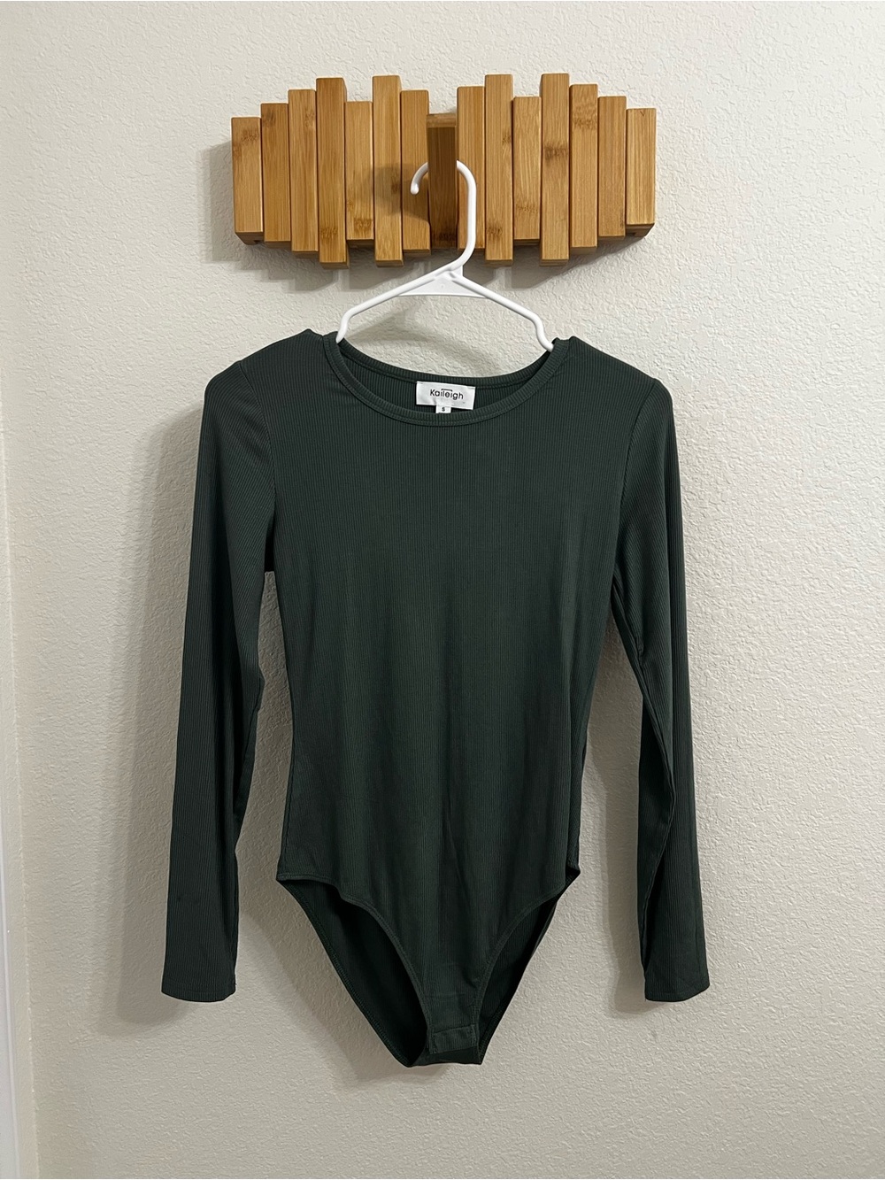 Kaileigh Ribbed Scoop Neck Bodysuit - Forest Green